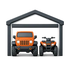 3D illustration of a large 2-car garage at Entrada Moab, secure for Jeep and ATV storage.
