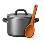 Icon of a stainless steel pot and spoon for the fully equipped kitchens at Entrada 417 and 611.